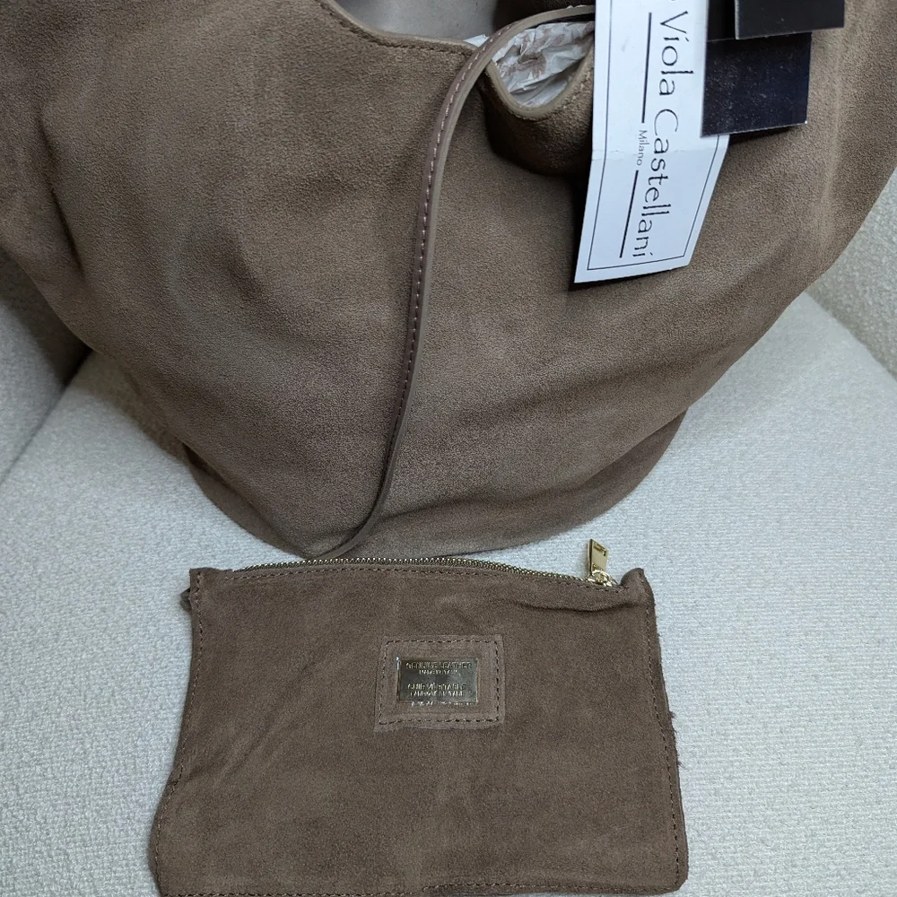VIOLA CASTELLANI Made In Italy Suede Oval Bottom Hobo New with tags